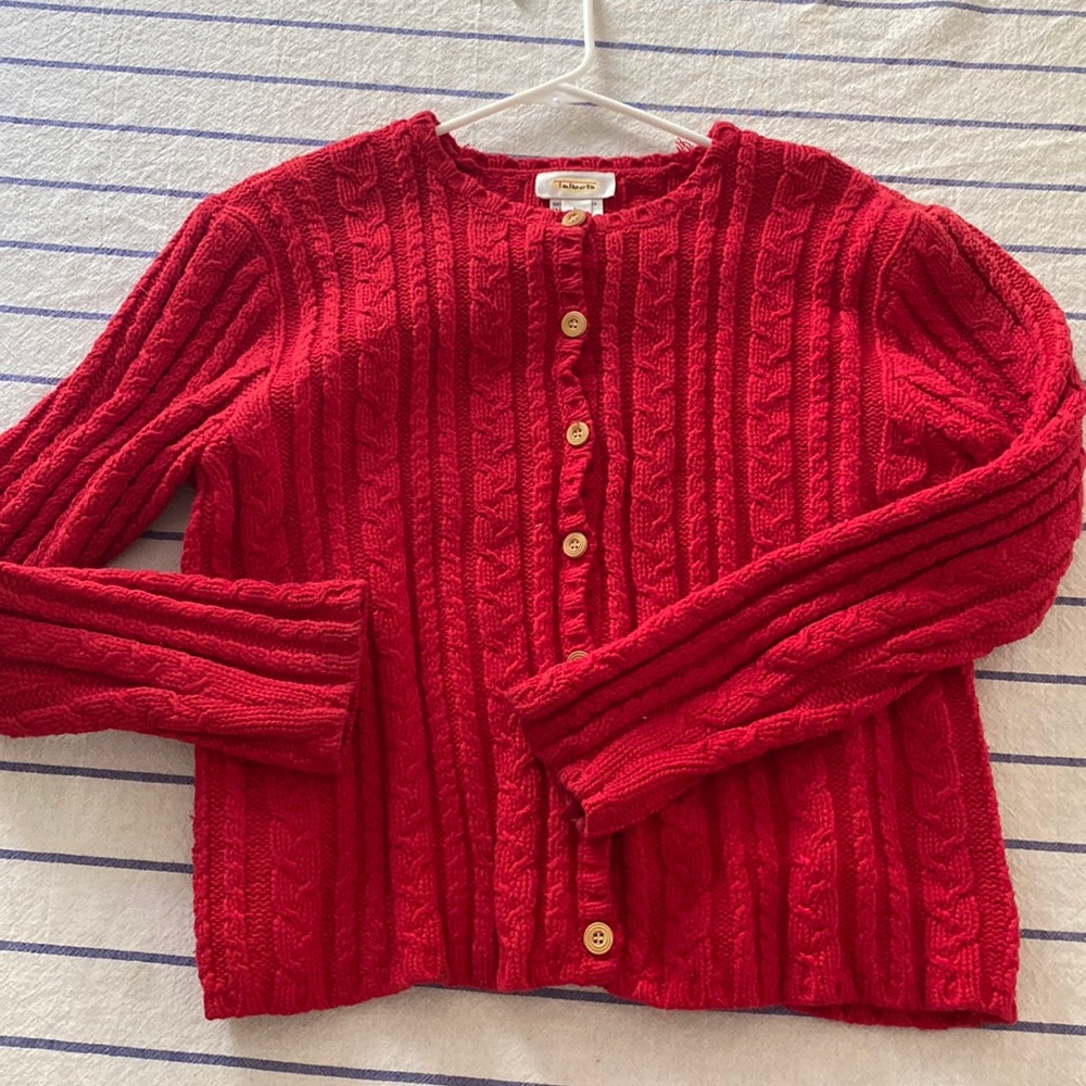 Beautiful red, 100% cotton cardigan | Fits M-L | Talbots